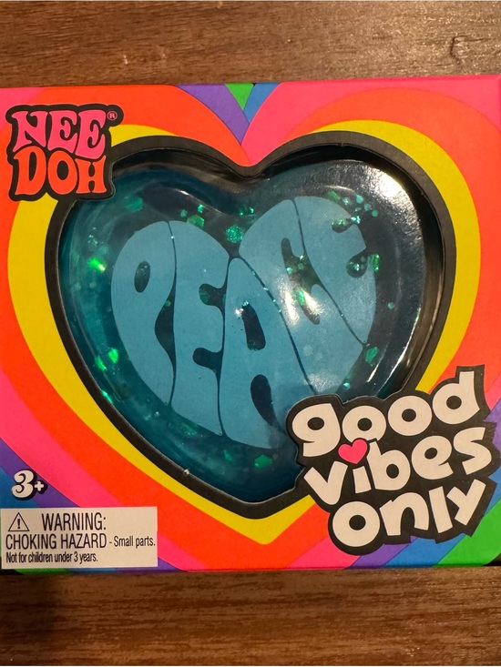 NeeDoh Other - NeeDoh Heart Squishy Toy - Teal "Peace" Design